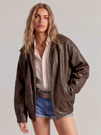 Luysiana Brown Leather Jacket