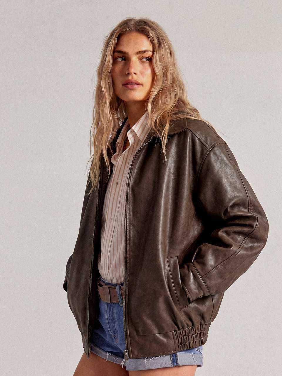 Luysiana Brown Leather Jacket