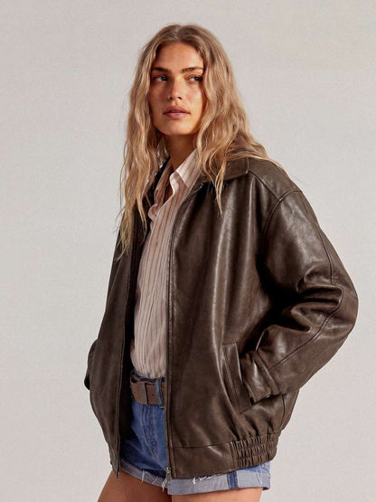 Luysiana Brown Leather Jacket