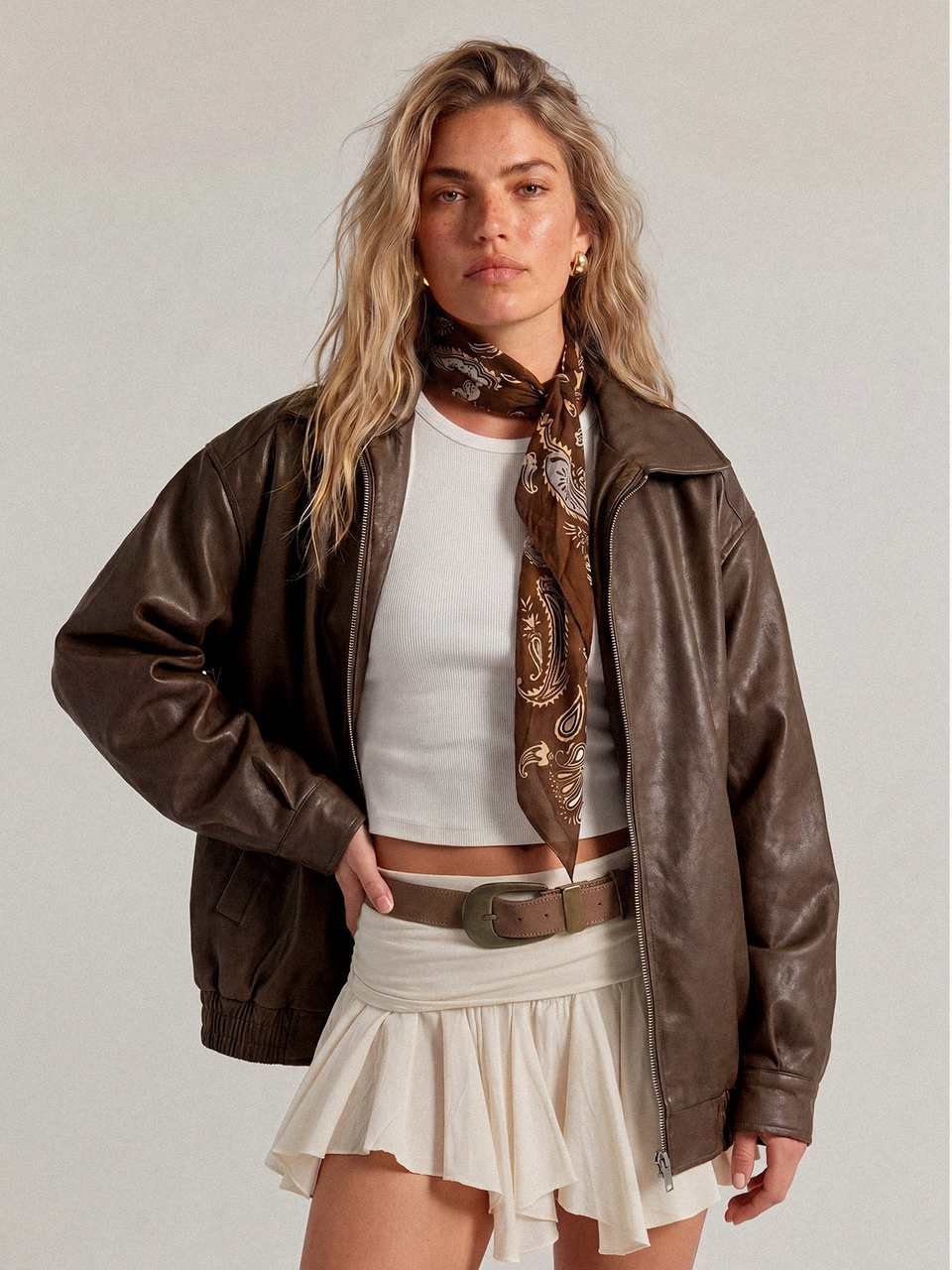 Luysiana Brown Leather Jacket