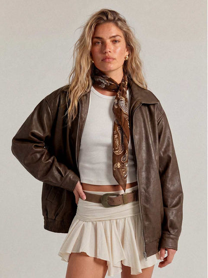Luysiana Brown Leather Jacket