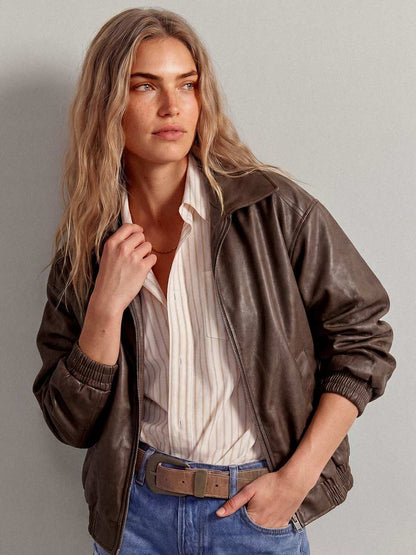 Luysiana Brown Leather Jacket
