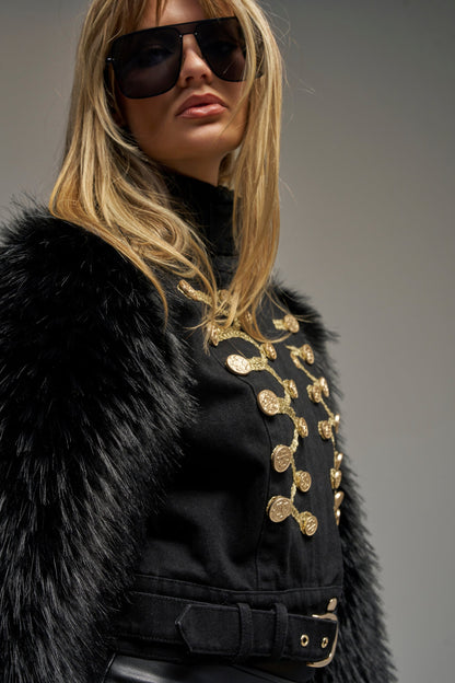 SCARLETT FUR TRIM DENIM JACKET