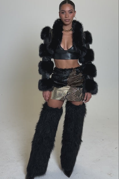 LOVERGIRL ULTRA CROP FUR TRIM MOTO